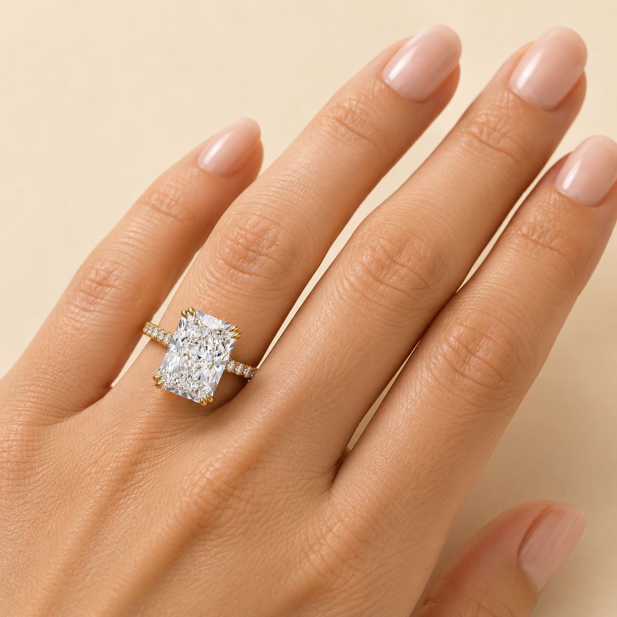 Lab-Grown Radiant-Cut Diamond Ring – 5.69 CTW in 14K Yellow Gold