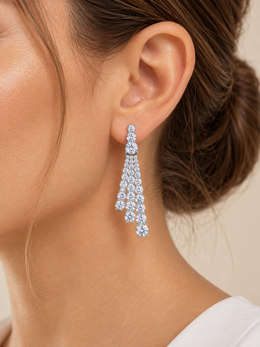 THE CERTAIN THINGS - White Gold Lab-Grown Diamond Tassel Drop Earrings