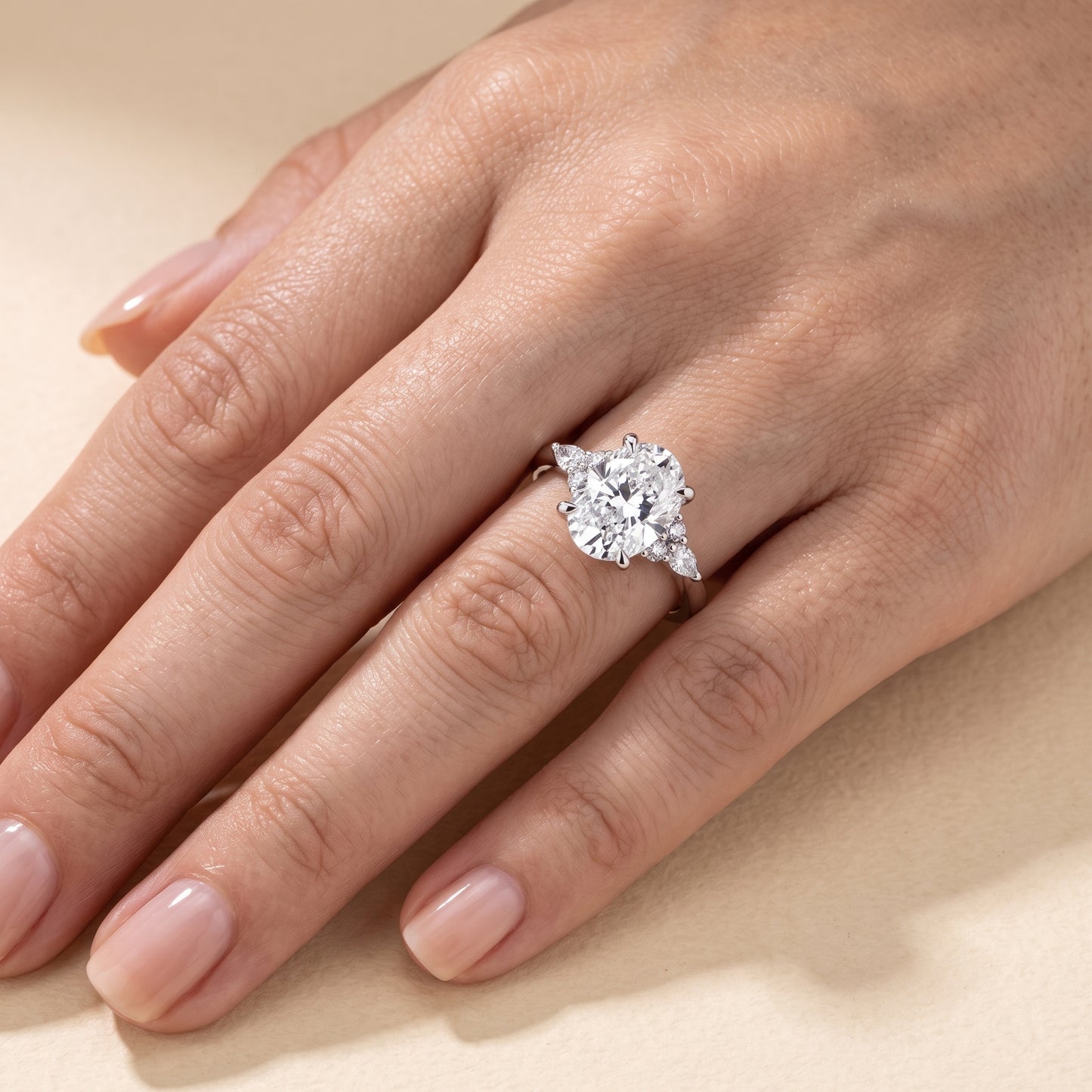 Lab-Grown Oval Diamond Engagement Ring – 2.74 CTW in 14K White Gold