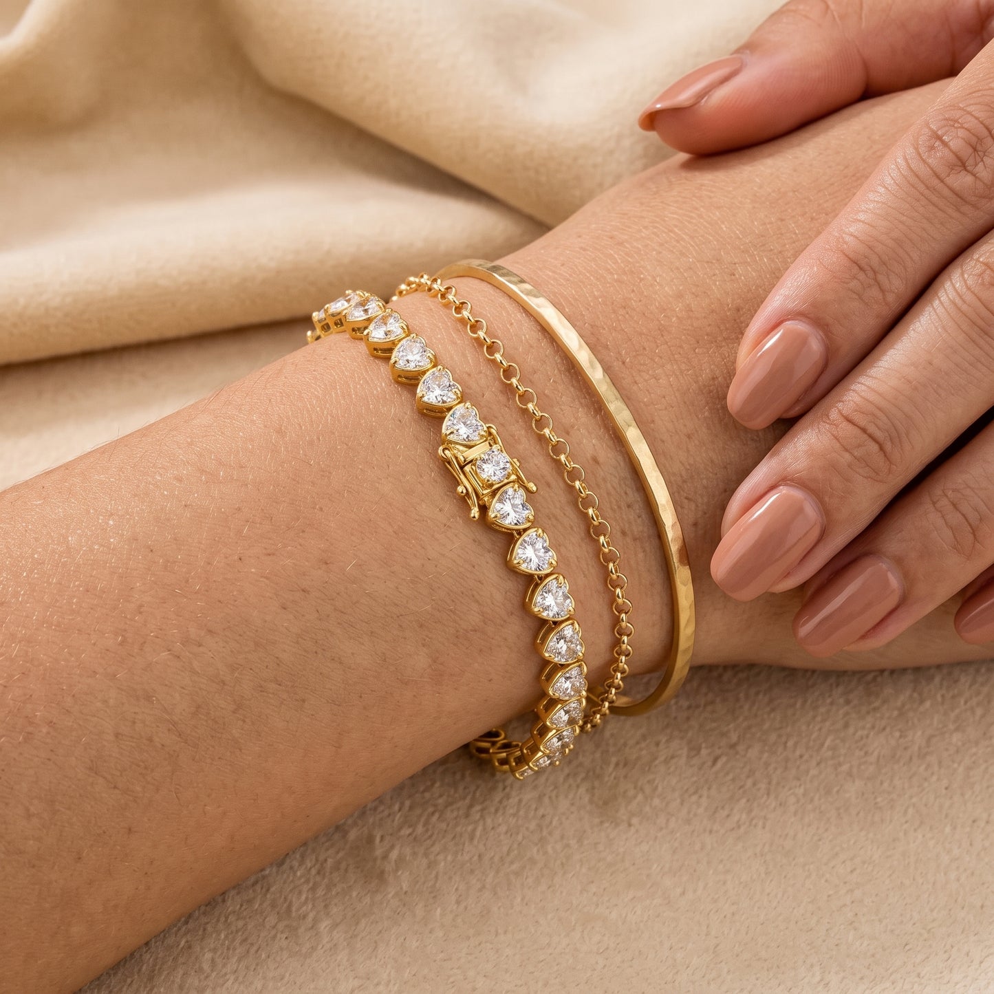 Lab-Grown Heart-Shaped Diamond Tennis Bracelet – 11.30 CTW in 14K Yellow Gold