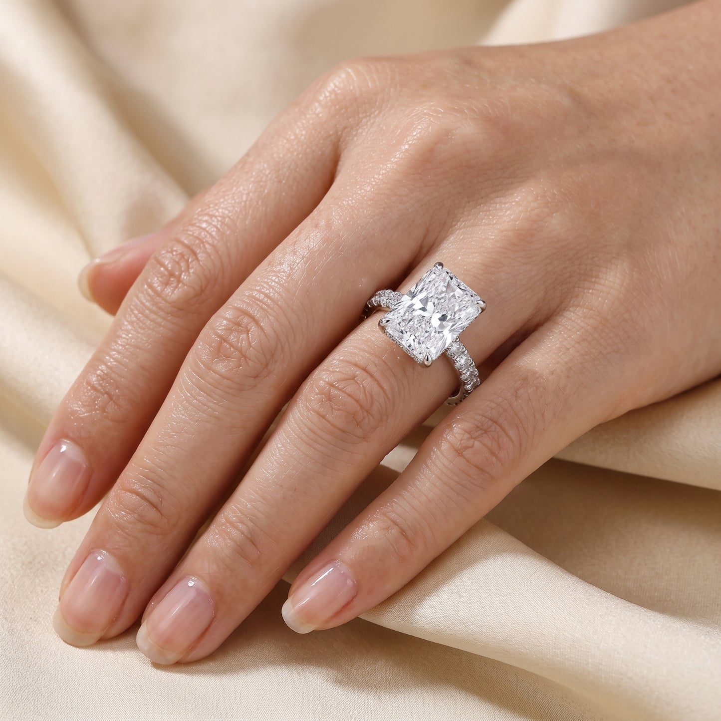Lab-Grown Radiant Diamond Halo Ring – 5.14 CTW