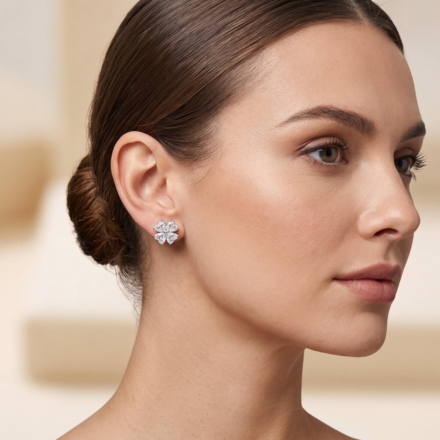 14K White Gold Lab-Grown Diamond Floral Stud Earrings – 1.11 CTW | E-F Color, VS1-VS2 Clarity