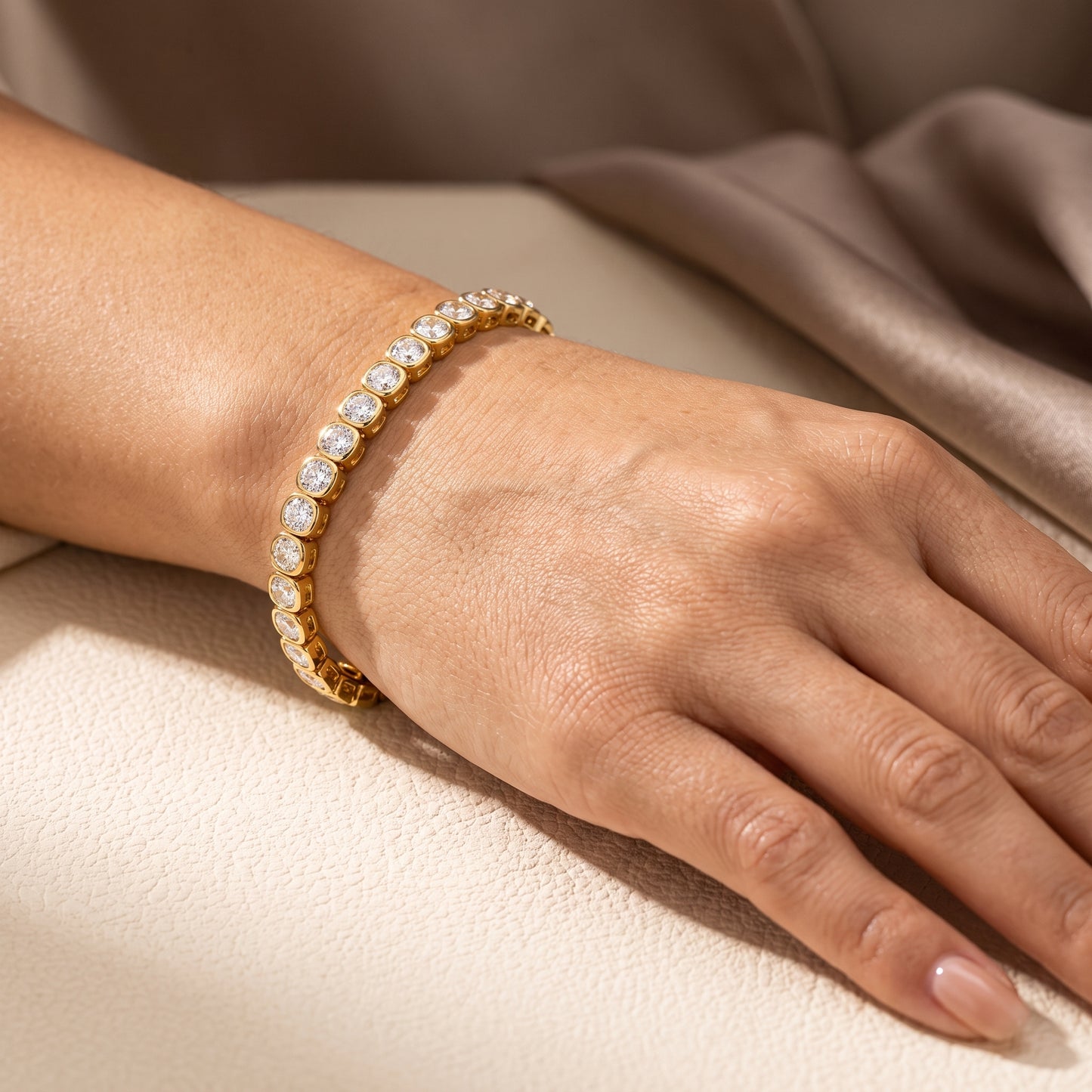 Lab-Grown Asscher-Cut Diamond Tennis Bracelet – 36.98 CTW in 14K Yellow Gold