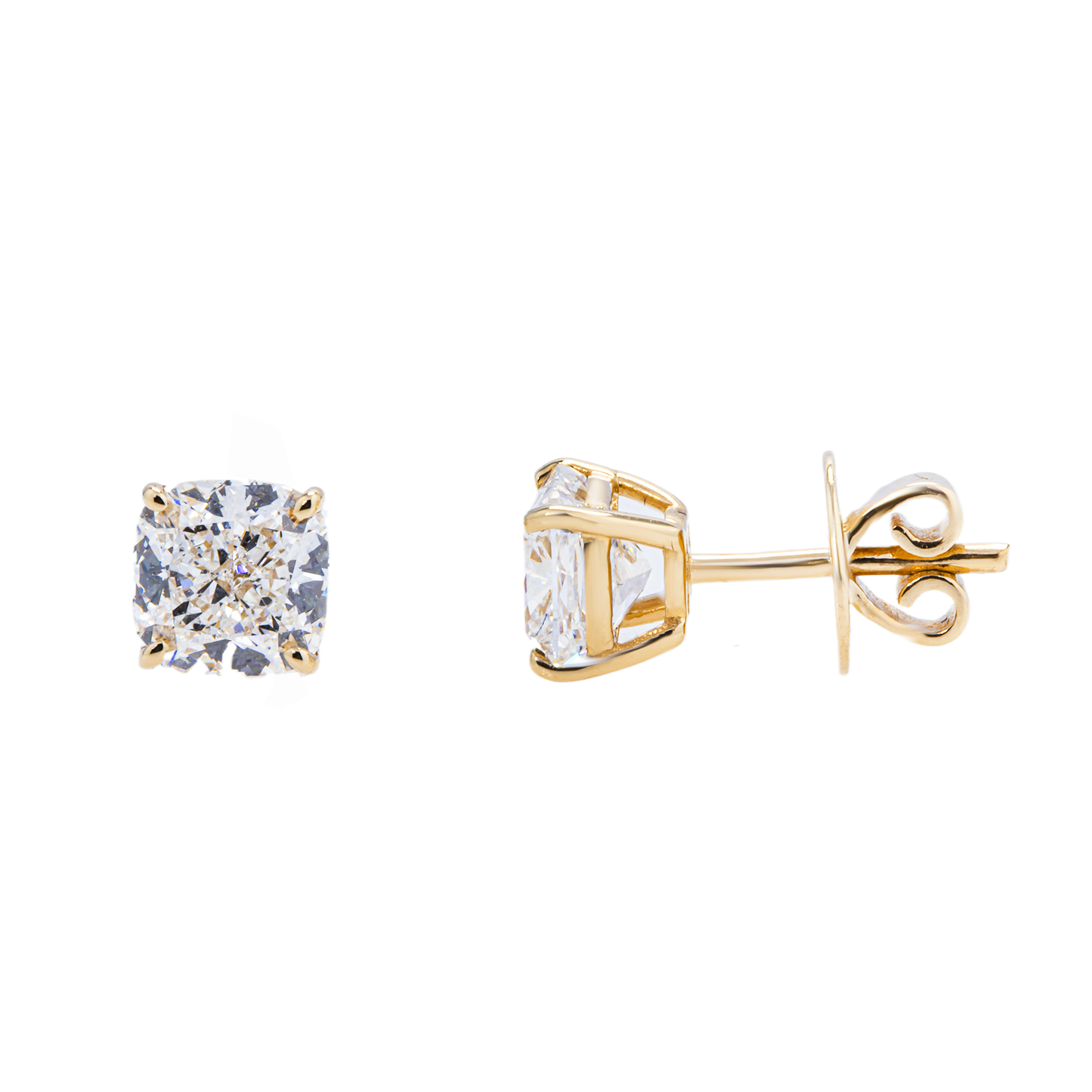 14K White Gold Radiant Cut Diamond Stud Earrings