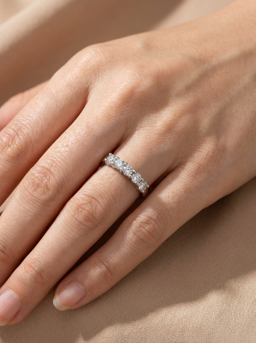 THE EVERMORE – White Gold Lab-Grown Five-Stone Diamond Anniversary Band