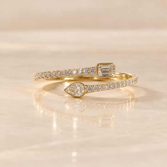 THE CONFIRMATION - Yellow Gold Lab-Grown Asscher & Pear Diamond Bypass Bracelet