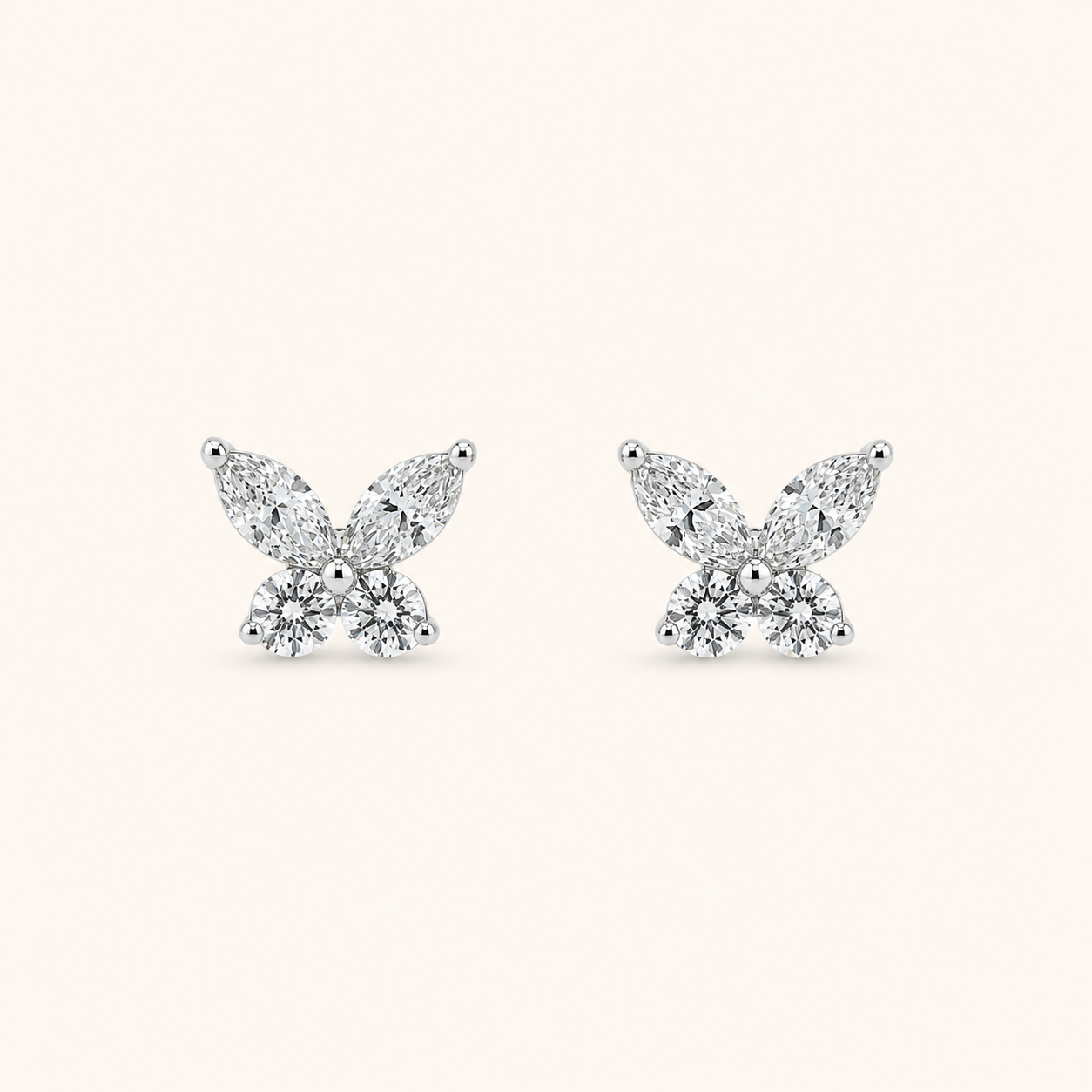 14K White Gold Lab-Grown Diamond Butterfly Stud Earrings – 0.68 CTW | E-F Color, VS1-VS2 Clarity