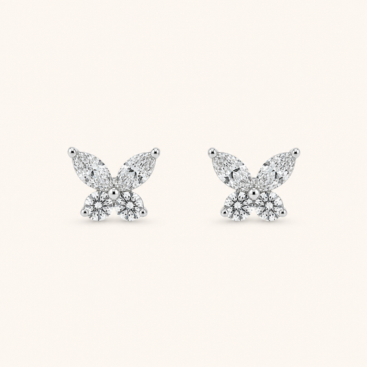 14K White Gold Lab-Grown Diamond Butterfly Stud Earrings – 0.68 CTW | E-F Color, VS1-VS2 Clarity