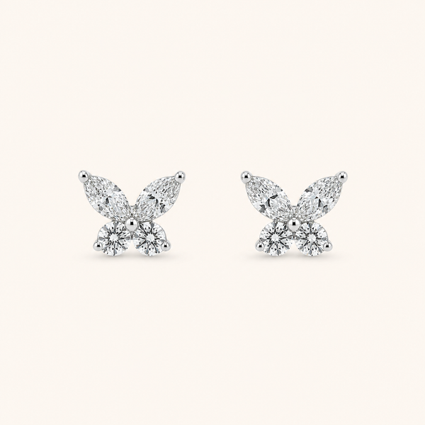 14K White Gold Lab-Grown Diamond Butterfly Stud Earrings – 0.68 CTW | E-F Color, VS1-VS2 Clarity