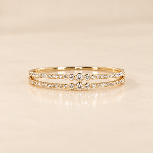THE ASCENT - Yellow Gold Lab-Grown Diamond Bezel Bangle