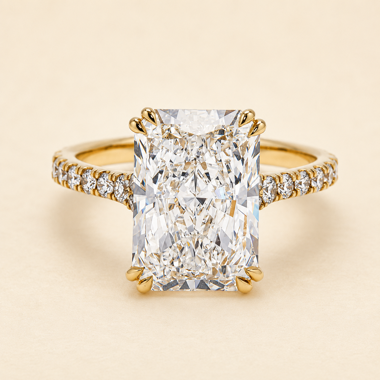Lab-Grown Radiant-Cut Diamond Ring – 5.69 CTW in 14K Yellow Gold