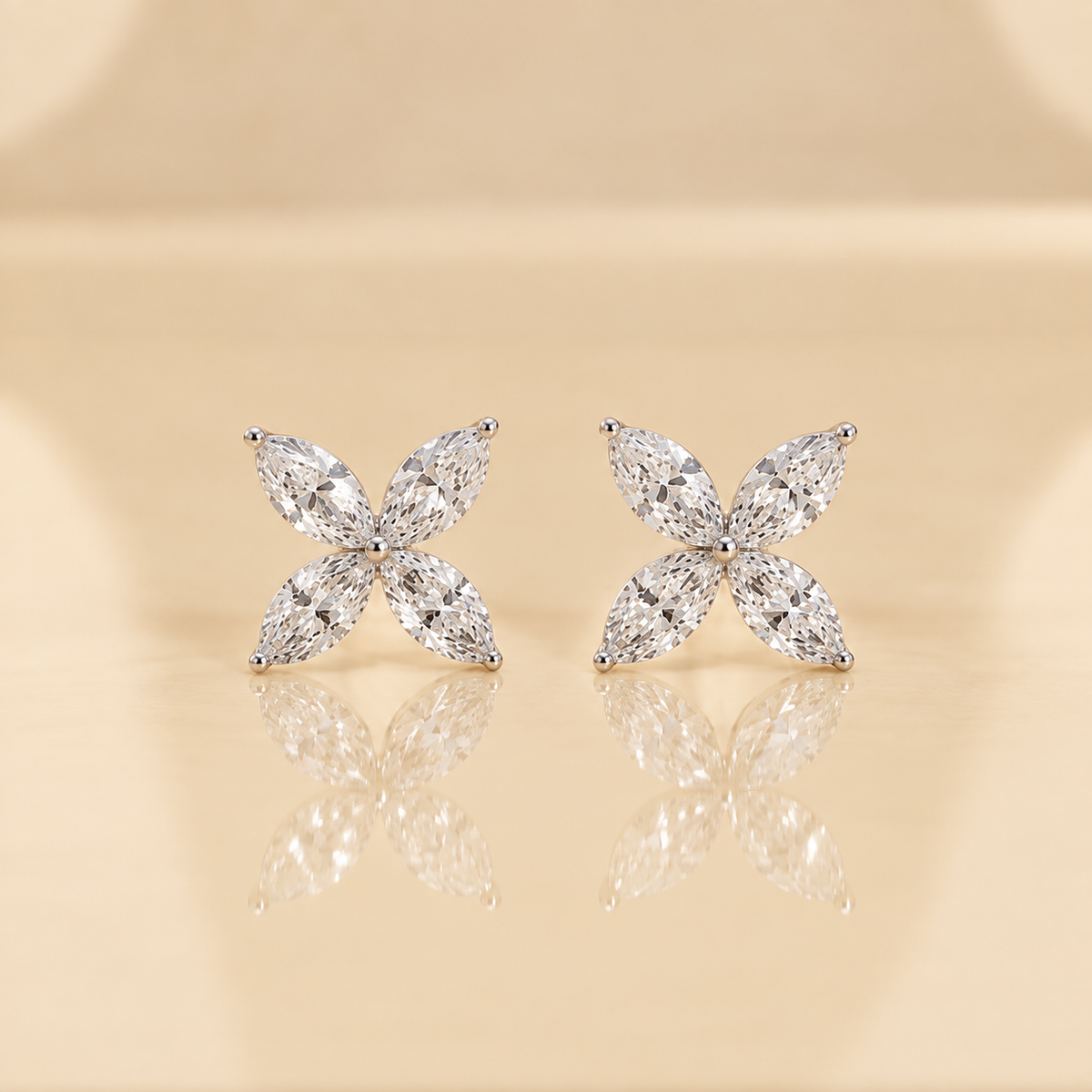 THE MUSE - White Gold Lab-Grown Diamond Floral Stud Earrings