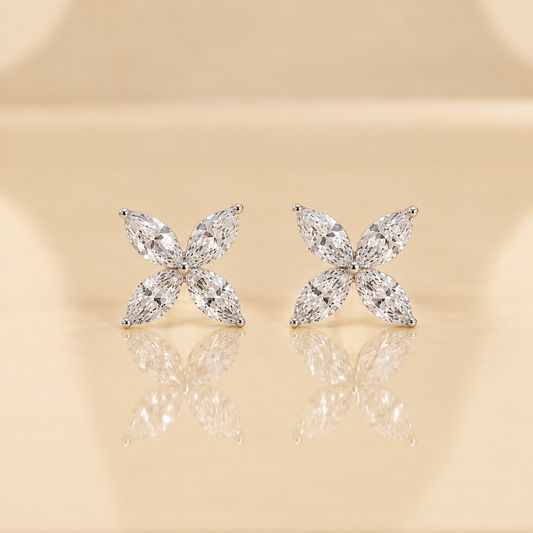 THE MUSE - White Gold Lab-Grown Diamond Floral Stud Earrings