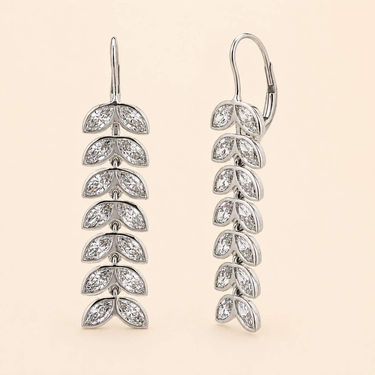 14K White Gold Lab-Grown Diamond Marquise Drop Earrings – 3.32 CTW | E-F Color, VS1-VS2 Clarity