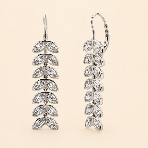 14K White Gold Lab-Grown Diamond Marquise Drop Earrings – 3.32 CTW | E-F Color, VS1-VS2 Clarity
