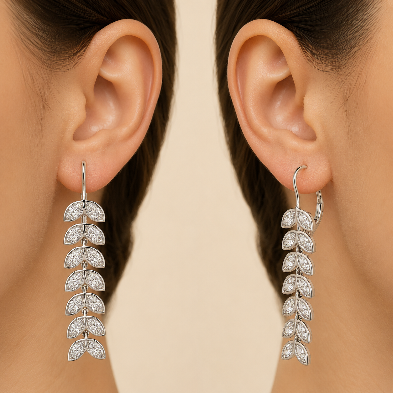 14K White Gold Lab-Grown Diamond Marquise Drop Earrings – 3.32 CTW | E-F Color, VS1-VS2 Clarity