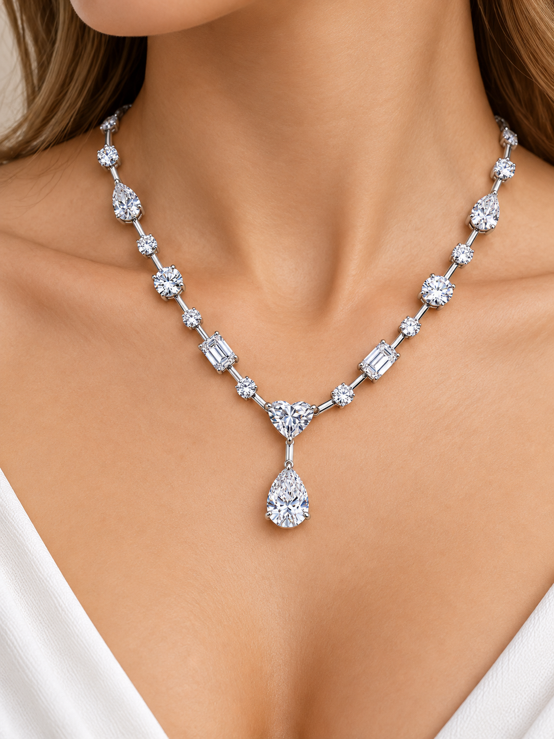 THE POSTCARD - Lab-Grown Mixed-Cut Diamond Drop Necklace