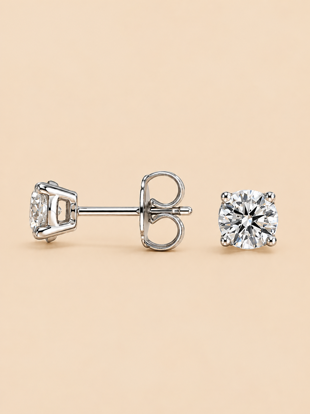 THE ESSENTIAL 0.50 TCW – 18K White Gold Lab-Grown Round Diamond Stud Earrings 0.50 TCW