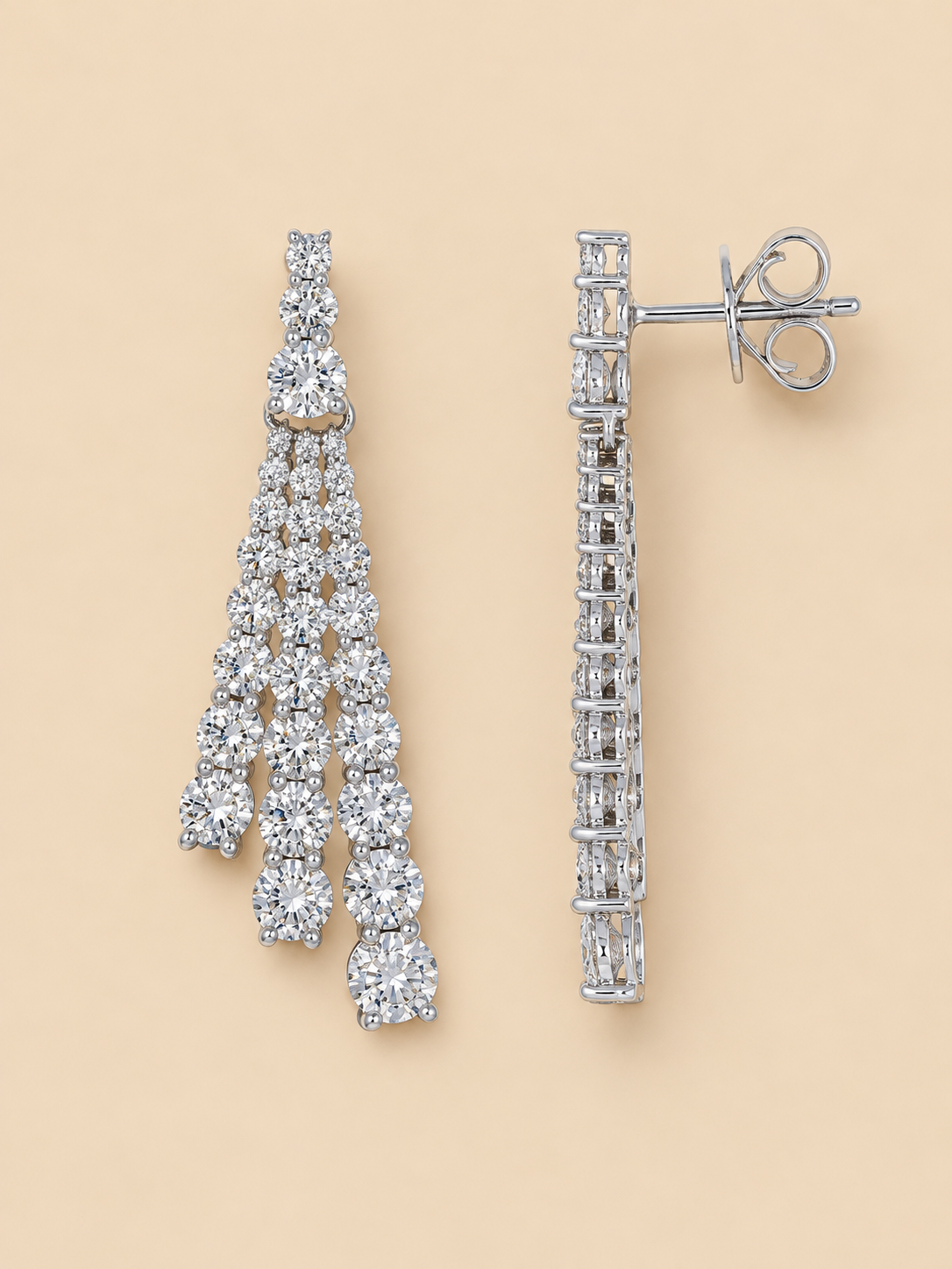 THE CERTAIN THINGS - White Gold Lab-Grown Diamond Tassel Drop Earrings