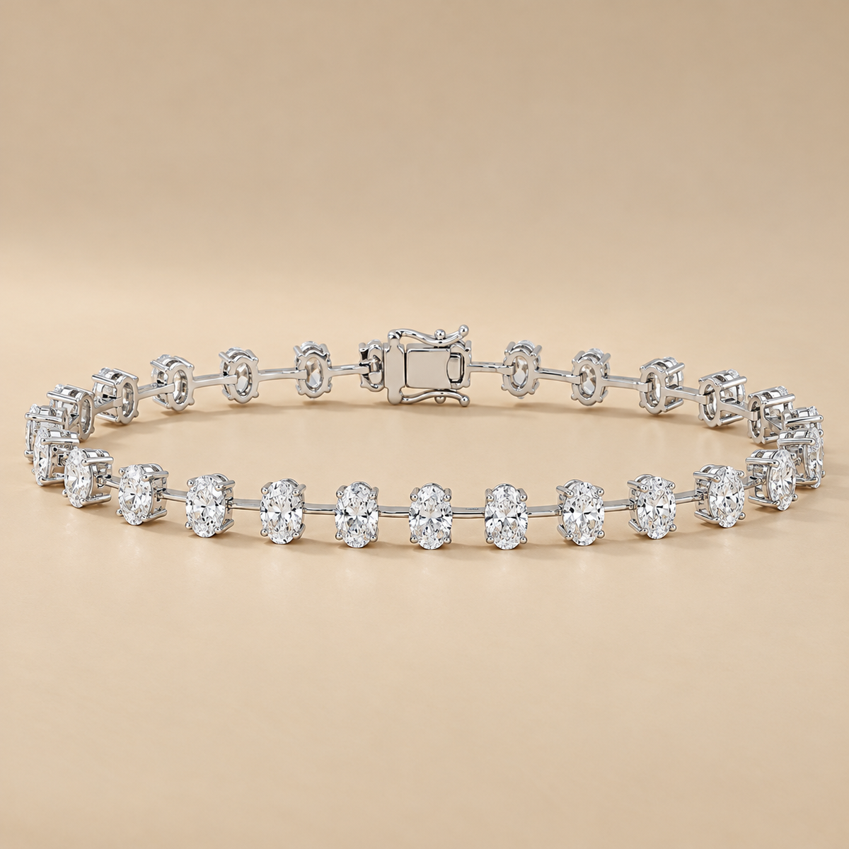 THE RIGHT TIME - White Gold Lab-Grown Oval Diamond Tennis Bracelet