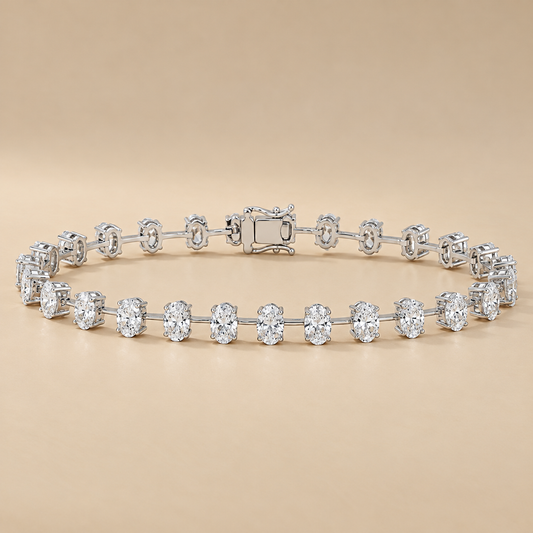 THE RIGHT TIME - White Gold Lab-Grown Oval Diamond Tennis Bracelet