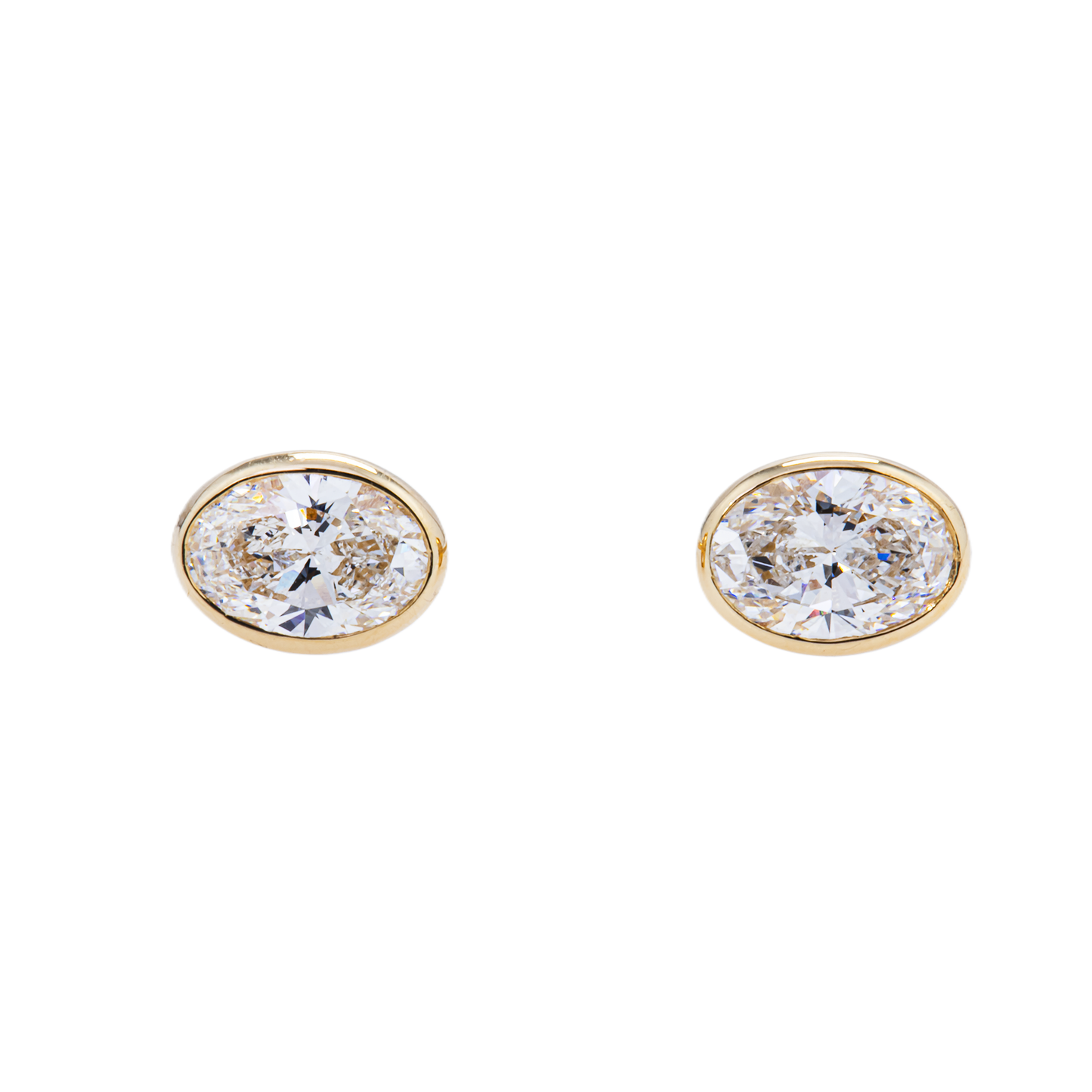 Lab-Grown Oval Diamond Bezel Stud Earrings – 1.04 CTW