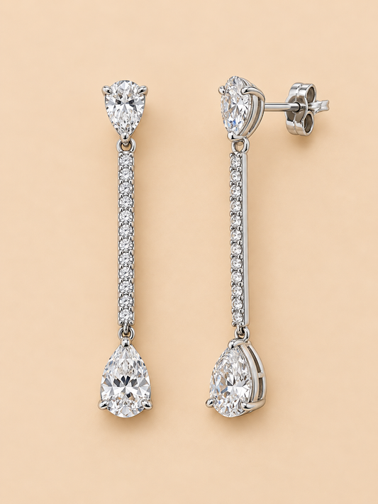 THE DROP - White Gold Lab-Grown Diamond Drop Earrings