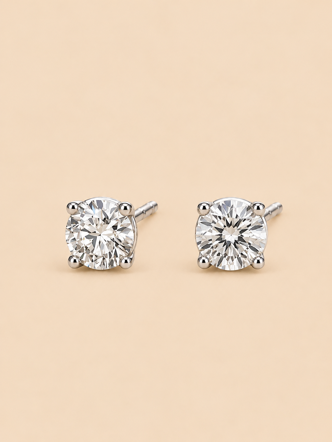 THE ESSENTIAL 0.50 TCW – 18K White Gold Lab-Grown Round Diamond Stud Earrings 0.50 TCW