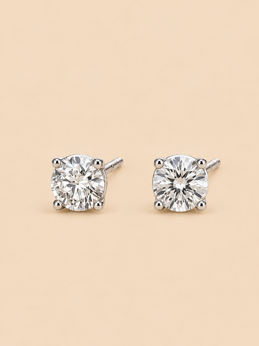 THE ESSENTIAL 0.50 TCW – 18K White Gold Lab-Grown Round Diamond Stud Earrings 0.50 TCW