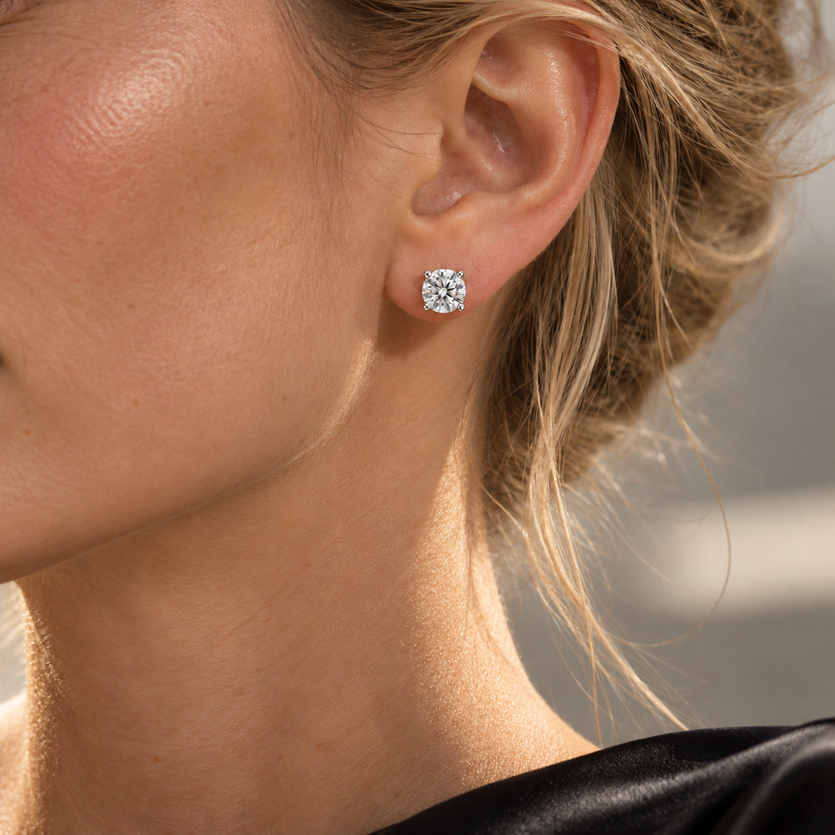 THE ESSENTIAL 0.50 TCW – 18K White Gold Lab-Grown Round Diamond Stud Earrings 0.50 TCW