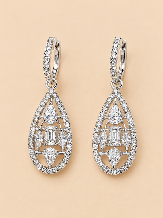THE ENCORE - White Gold Lab-Grown Diamond Drop Earrings