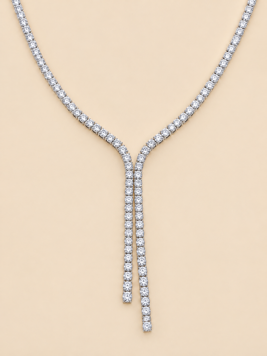 THE 3:3 - 14K White Gold Lab-Grown Diamond Lariat Necklace 20.10 TCW