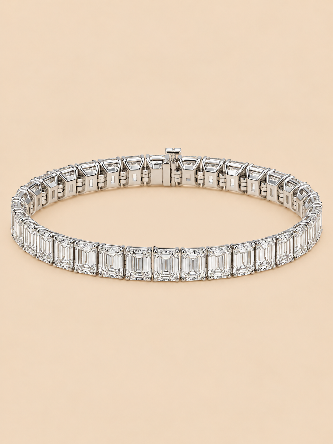 THE INDEPENDENCE - White Gold Lab-Grown Emerald-Cut Diamond Tennis Bracelet