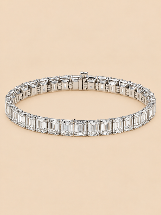 THE INDEPENDENCE - White Gold Lab-Grown Emerald-Cut Diamond Tennis Bracelet