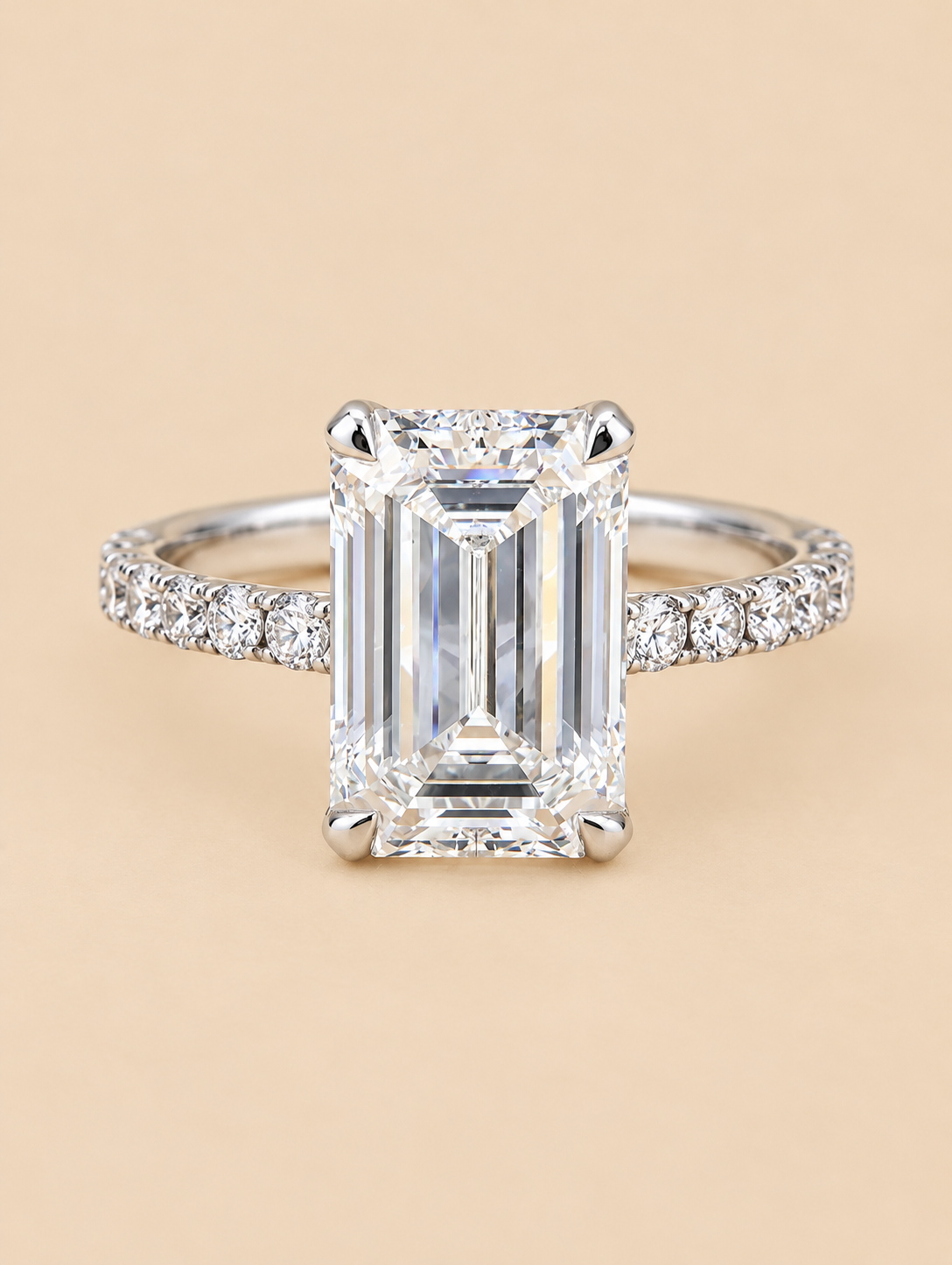 THE LOVESTORY - Lab-Grown Emerald-Cut Diamond Hidden Halo Ring