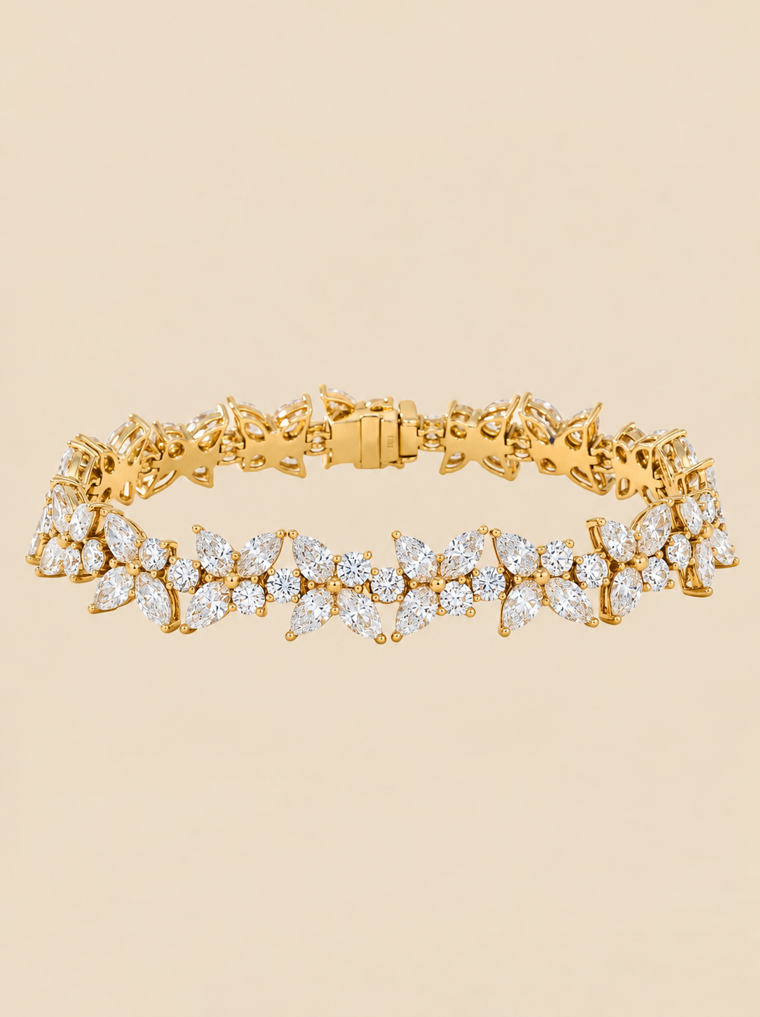 THE DESTINATION - Yellow Gold Natural Diamond Floral Bracelet