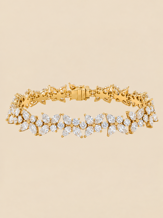 THE DESTINATION - Yellow Gold Natural Diamond Floral Bracelet