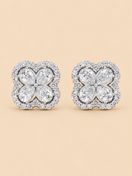 THE PLOT - Lab-Grown Diamond Floral Cluster Stud Earrings