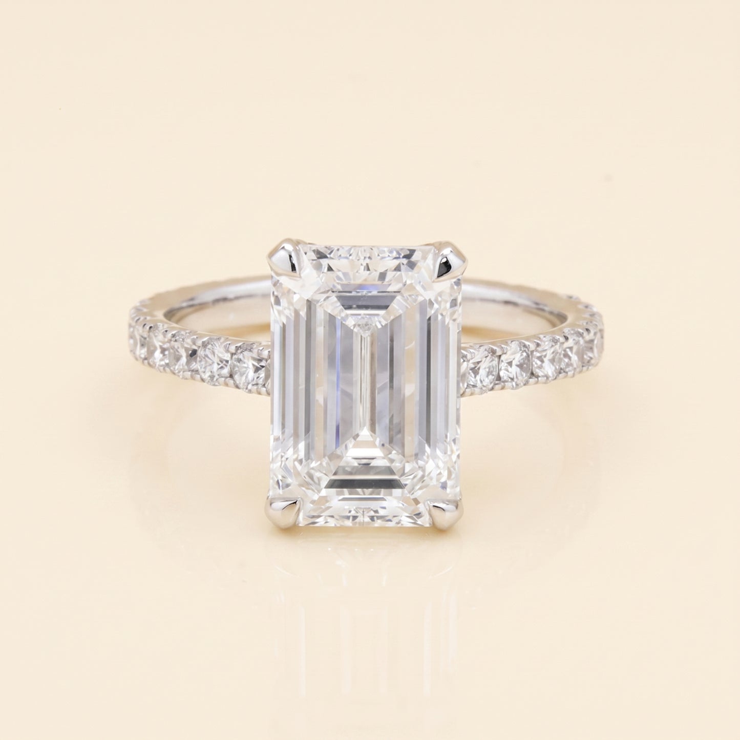 Lab-Grown Emerald-Cut Diamond Hidden Halo Ring – 5.01 CTW