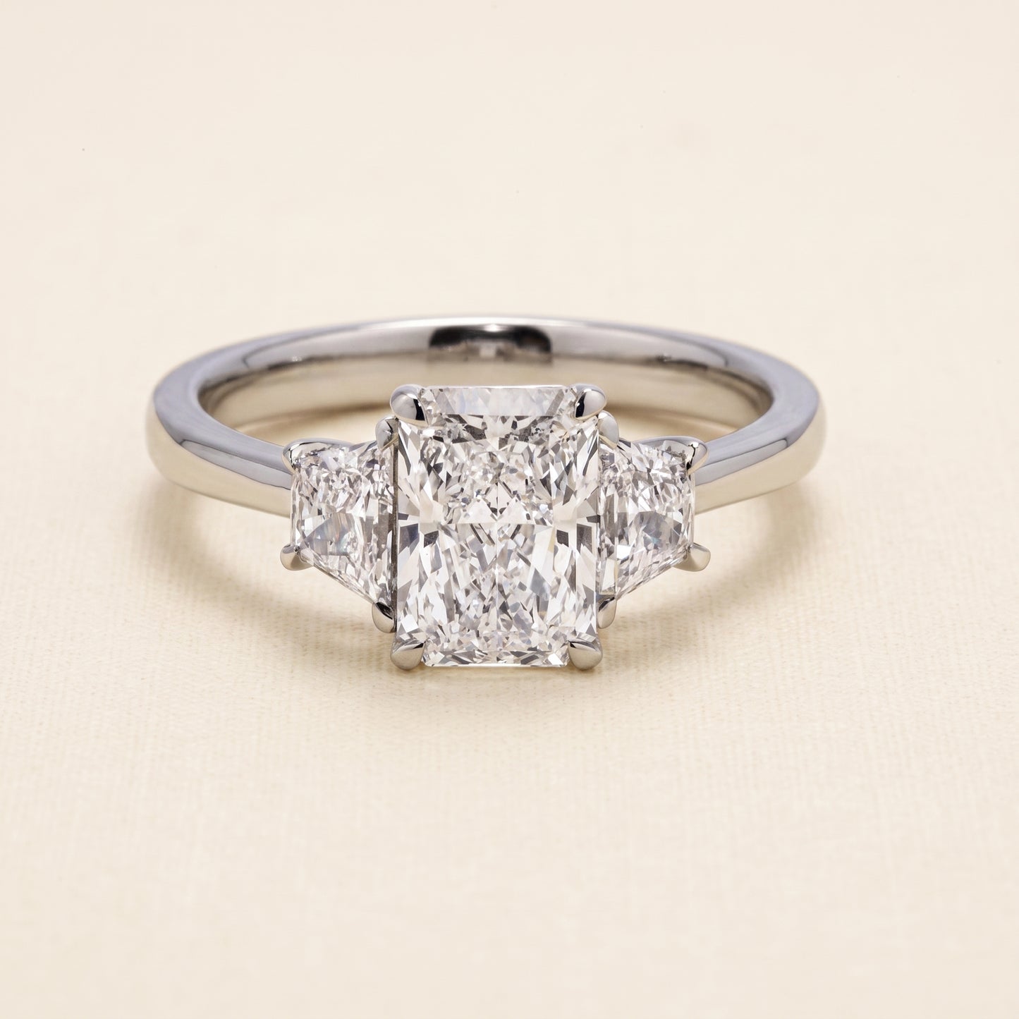 Lab-Grown Radiant-Cut Three-Stone Diamond Ring – 2.19 CTW in Platinum