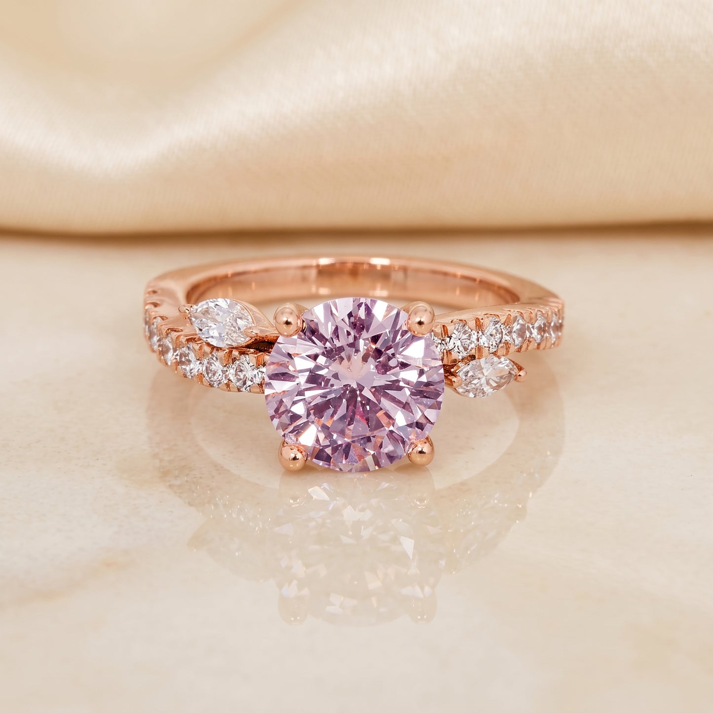 Lab-Grown Fancy Pink Diamond Solitaire Ring