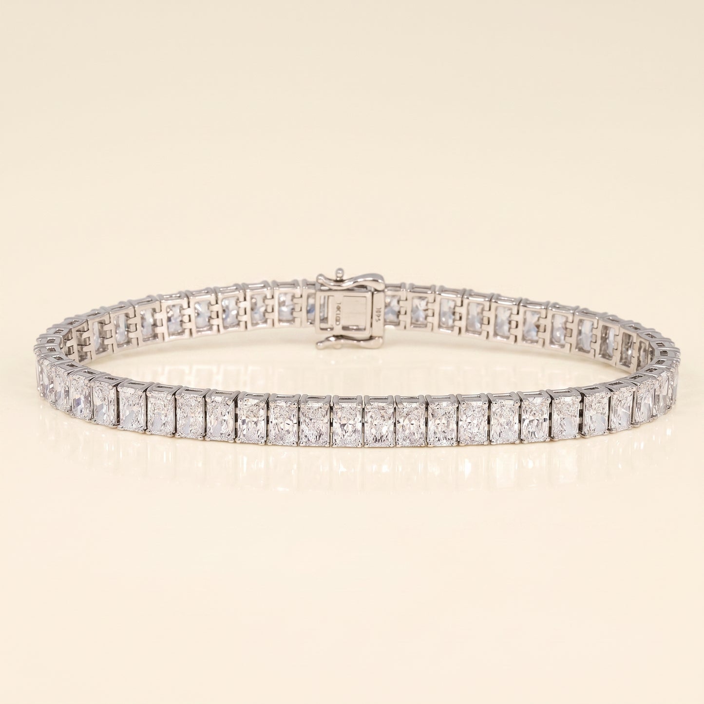 Lab-Grown Radiant Diamond Tennis Bracelet – 14K White Gold