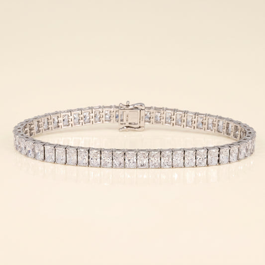 Lab-Grown Radiant Diamond Tennis Bracelet – 14K White Gold