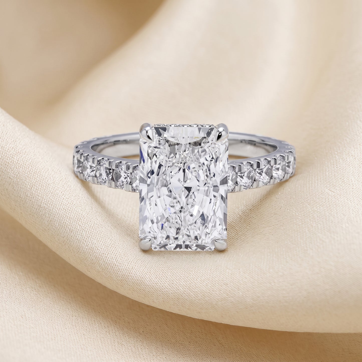 Lab-Grown Radiant Diamond Halo Ring – 5.14 CTW