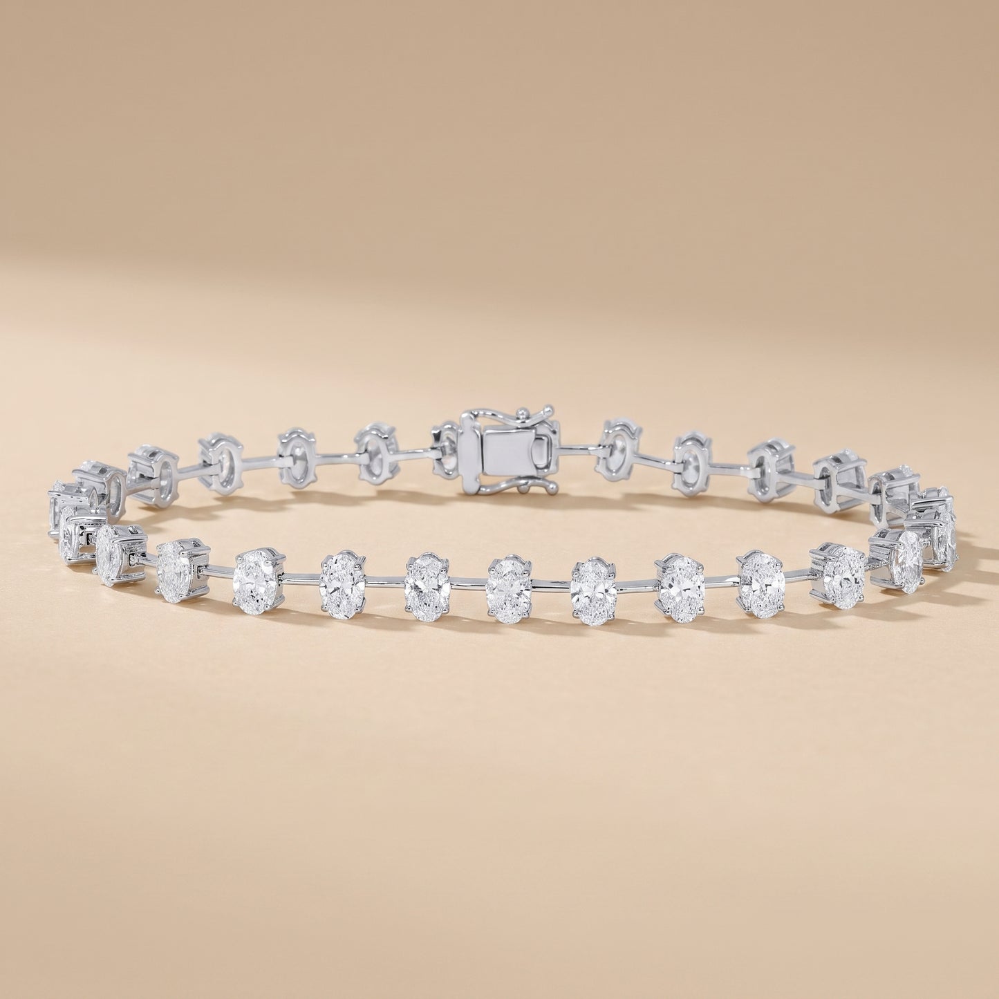 Lab-Grown Oval Diamond Tennis Bracelet – 14K White Gold