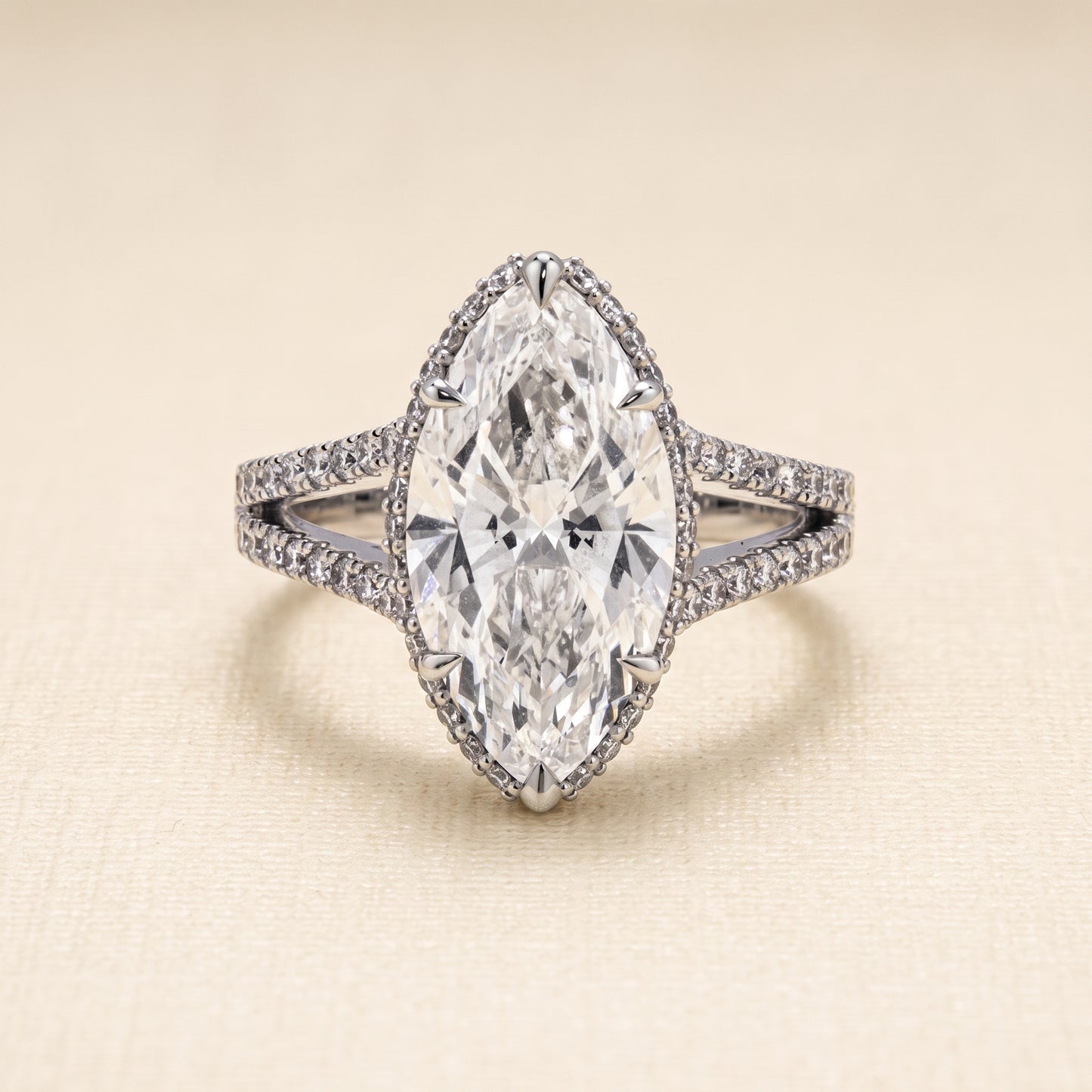 Lab-Grown Marquise Diamond Split-Shank Ring – 5.18 CTW in 14K White