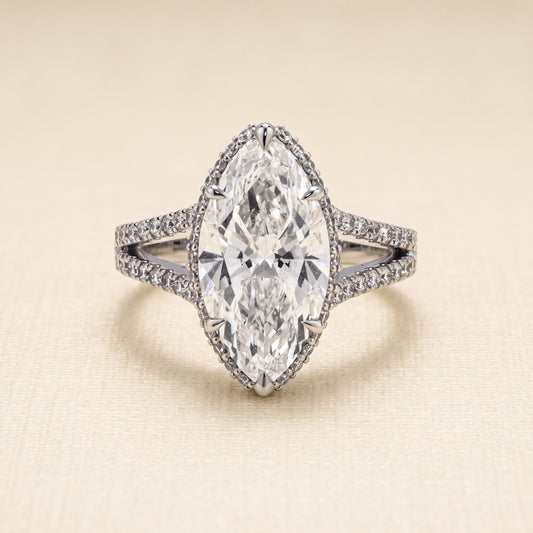 Lab-Grown Marquise Diamond Split-Shank Ring – 5.18 CTW in 14K White