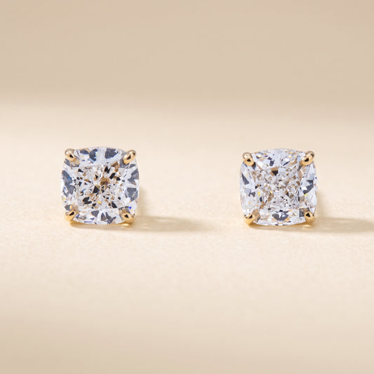 14K White Gold Radiant Cut Diamond Stud Earrings