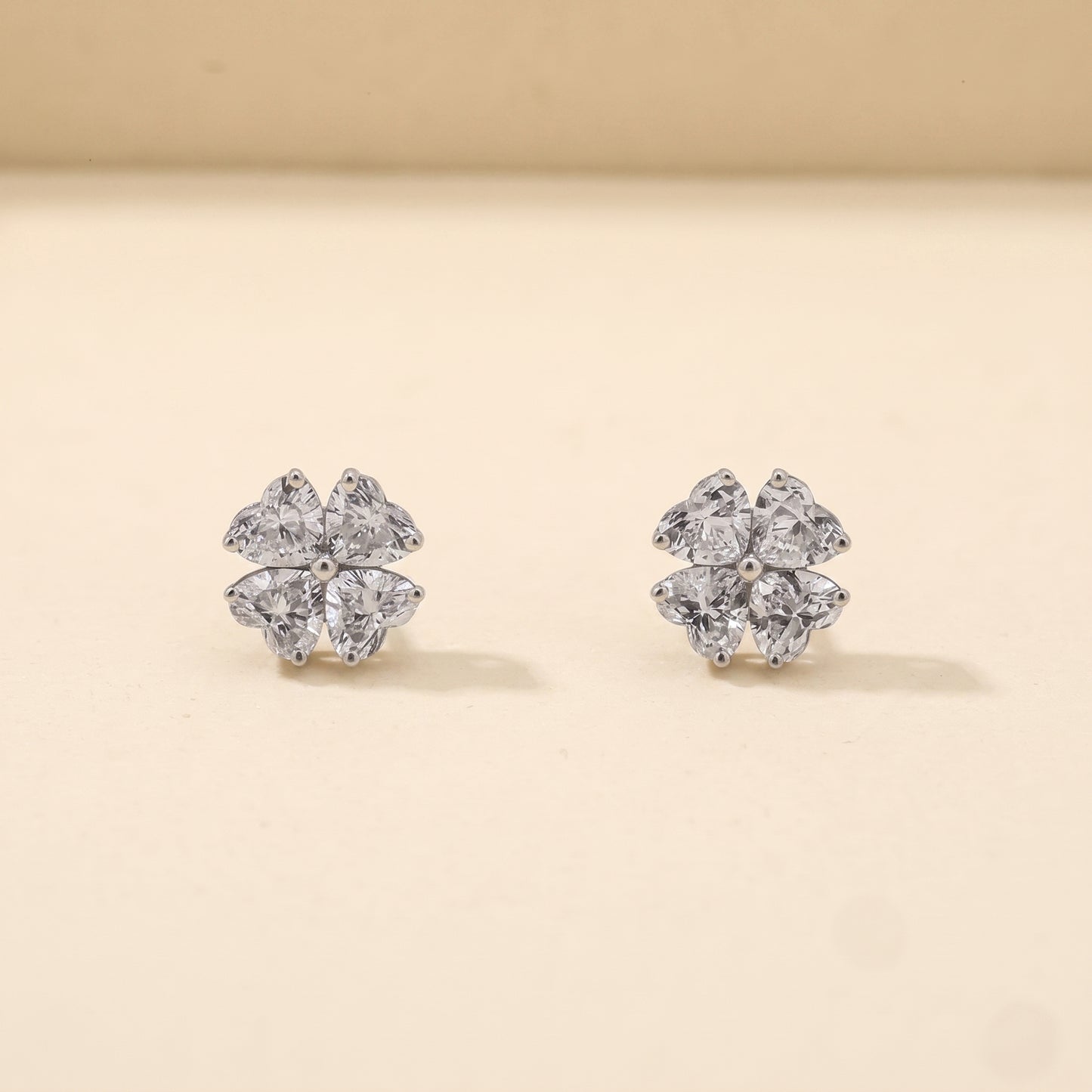 14K White Gold Lab-Grown Diamond Floral Stud Earrings – 1.11 CTW | E-F Color, VS1-VS2 Clarity