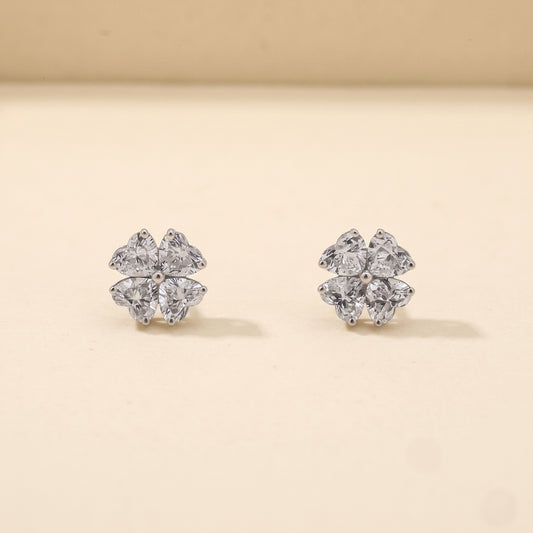 14K White Gold Lab-Grown Diamond Floral Stud Earrings – 1.11 CTW | E-F Color, VS1-VS2 Clarity